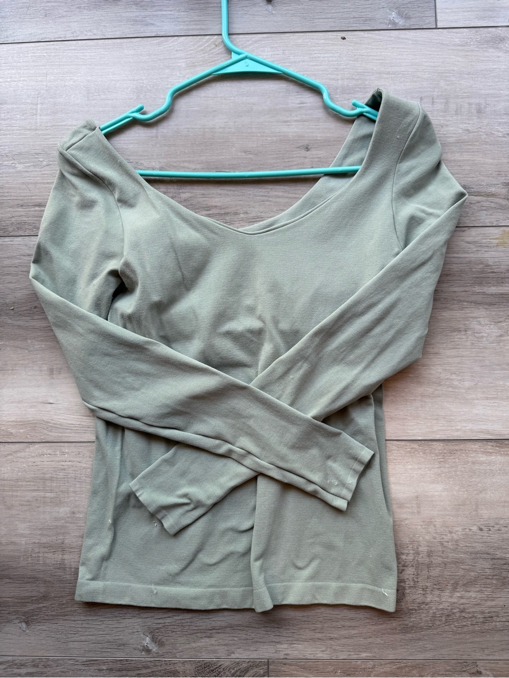 Urban Outfitters Olive Scoop Neck Long Sleeve Top